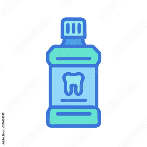 Mouthwash bottle illustration symbolizing dental hygiene and oral care