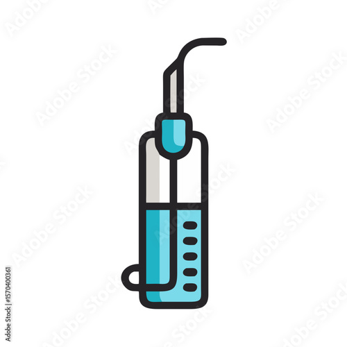 Cartoon style vector graphic of a dental water flosser
