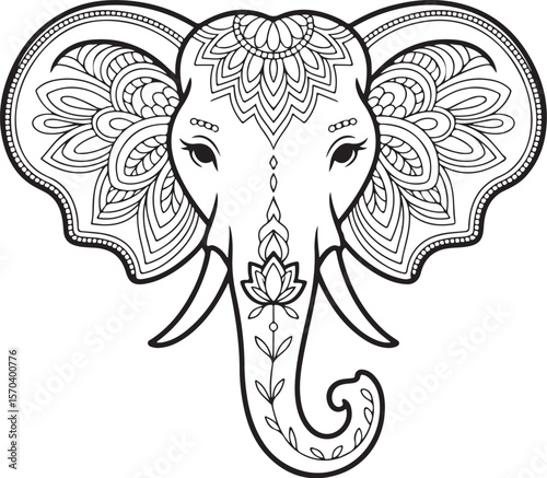 Mandala Elephant Head Vector

