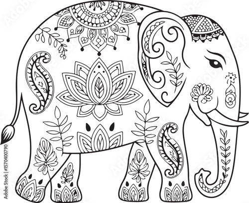 Mandala Elephant Head Vector

