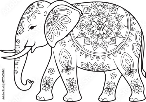 Mandala Elephant Head Vector

