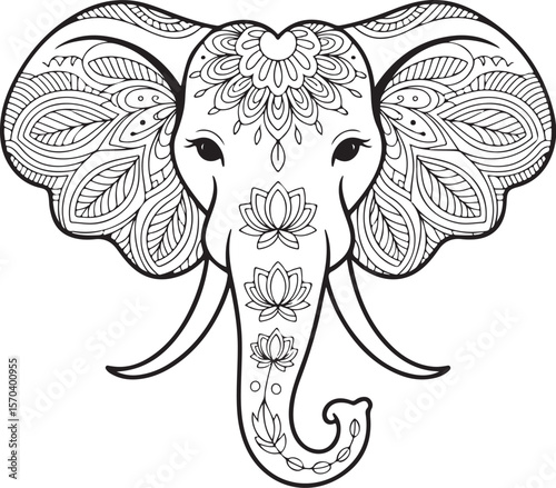Mandala Elephant Head Vector

