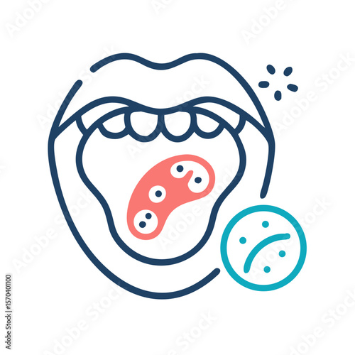 Minimal illustration of a sore throat with tonsillitis