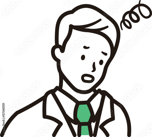 ビジネスマンが悩んでいる上半身のシンプルなイラスト素材