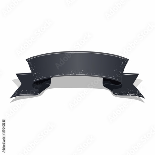 folded ribbon banner accent with torn ends and subtle gradient shading details