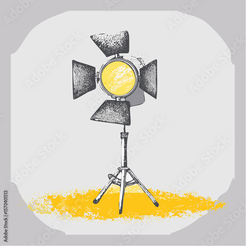 chalk-dust studio light stand with textured chalk art strokes and dynamic line work