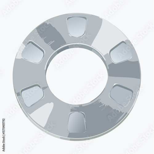 metallic camera focus ring with radial mesh glow and precision notched detailing
