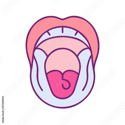 Stylized open mouth with tongue vector medical illustration