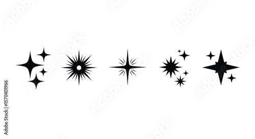 Abstract Geometric Starburst Ornaments With Crystalline Structures Displayed On Black Background