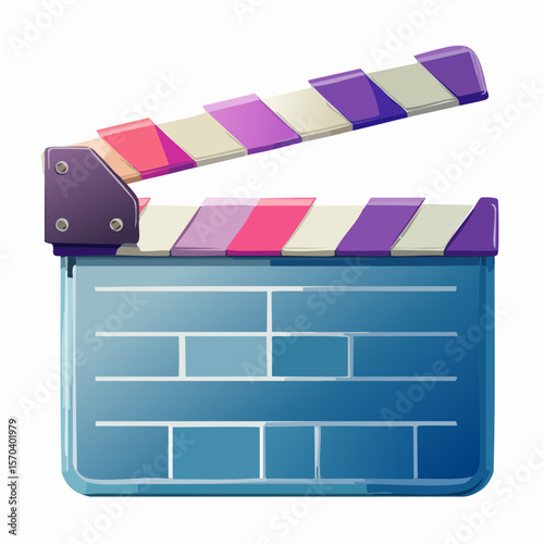 pixelated clapboard sliced into grid squares with modern cinematic glitch effect