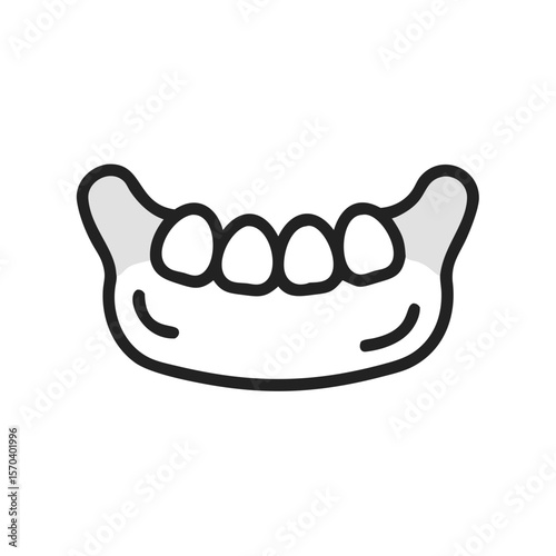 Stylized illustration of dental bridge with gray and black lines