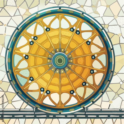 film dolly wheels on voronoi pattern track with abstract cinematic geometry