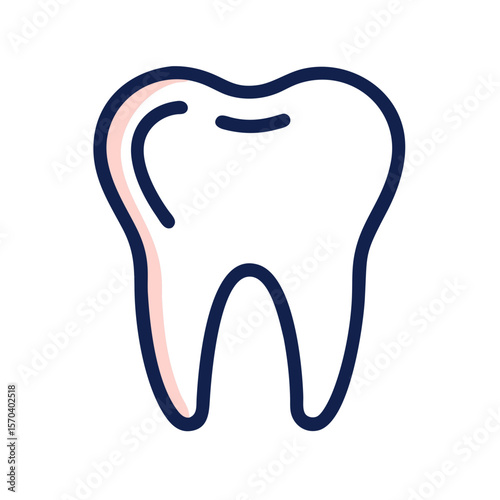 Stylized tooth icon with outline on a White Background