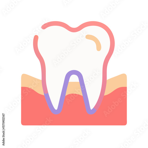 Stylized tooth and gums on White Background for dental health