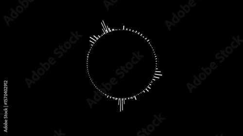 4kCircular interface audio voice music sound spectrum equalizer,   sound waves animation on black background.