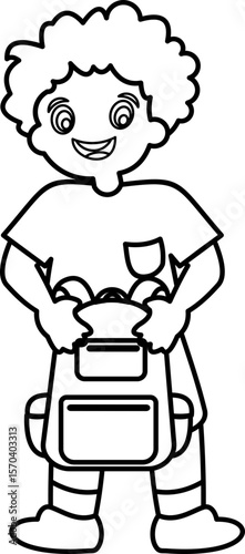 Wallpaper Mural Children With Backpack Outline Torontodigital.ca