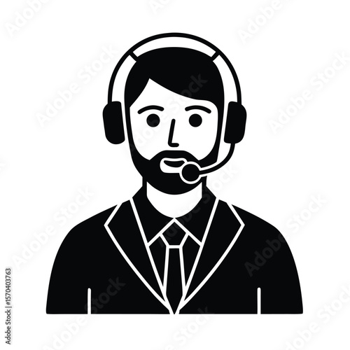 flat line vector of sports commentator with head