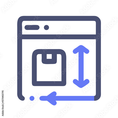 Web application interface showing resize options, vector icon