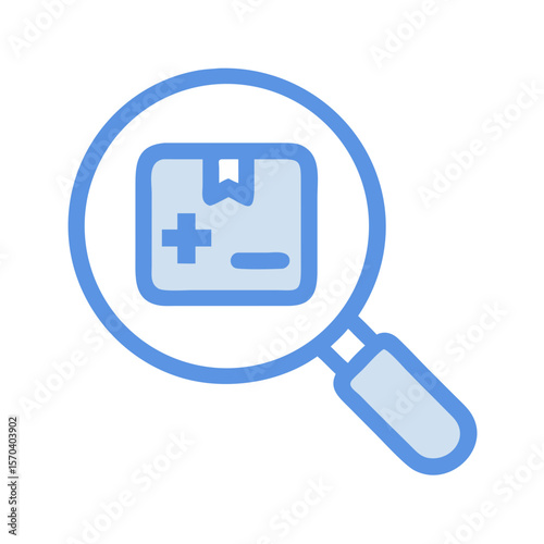 Magnifying glass focusing on parcel box with controls icons
