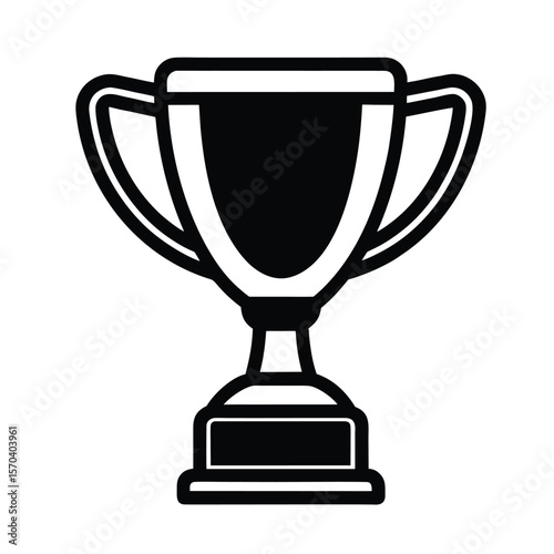 Flat outline vector of a sports champion cup
