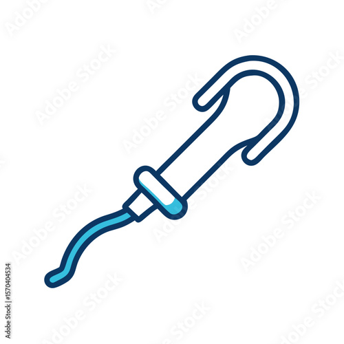 Minimalist icon of crochet hook on a White Background