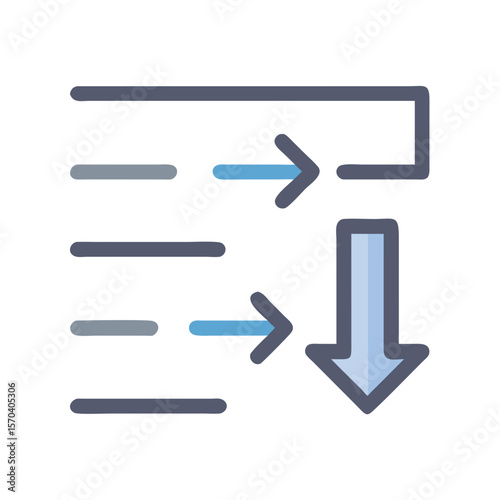 Flat design workflow diagram depicting process redirection loop