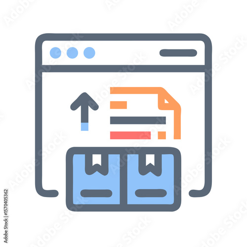 Online order fulfillment graphic illustrating digital shipping process