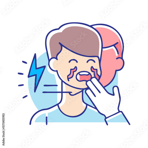 Man Crying From Toothache With Hand on Jaw