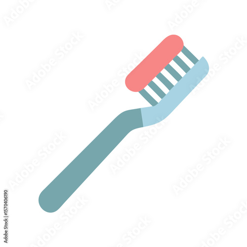 Minimalist toothbrush illustration on a White Background hygiene dental