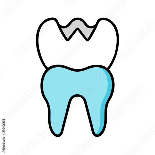 Stylized tooth with crown symbol on a White Background