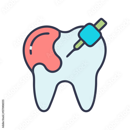 Tooth being injected icon illustrating dental care process