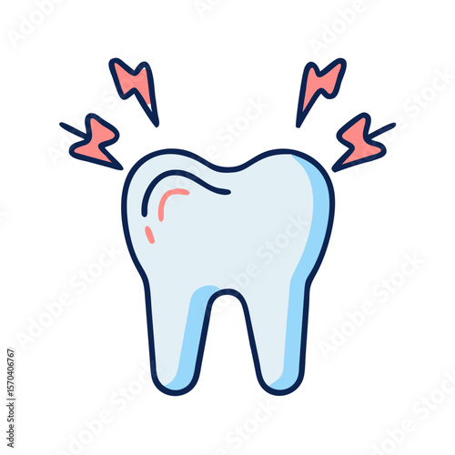 Toothache illustration showing pain in cartoon style on White