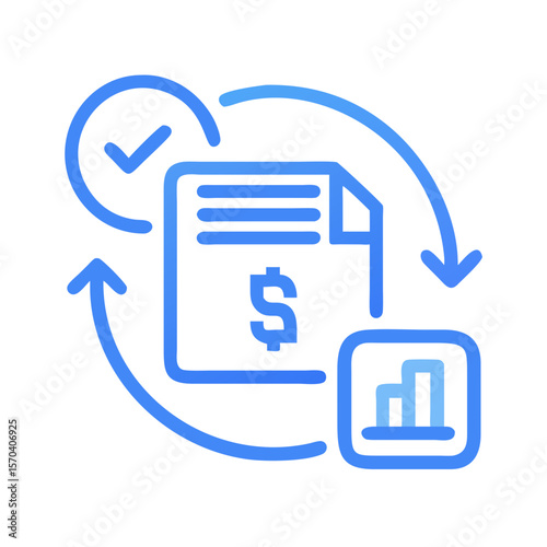 Recurring financial document showing checkmark dollar symbol graph icon