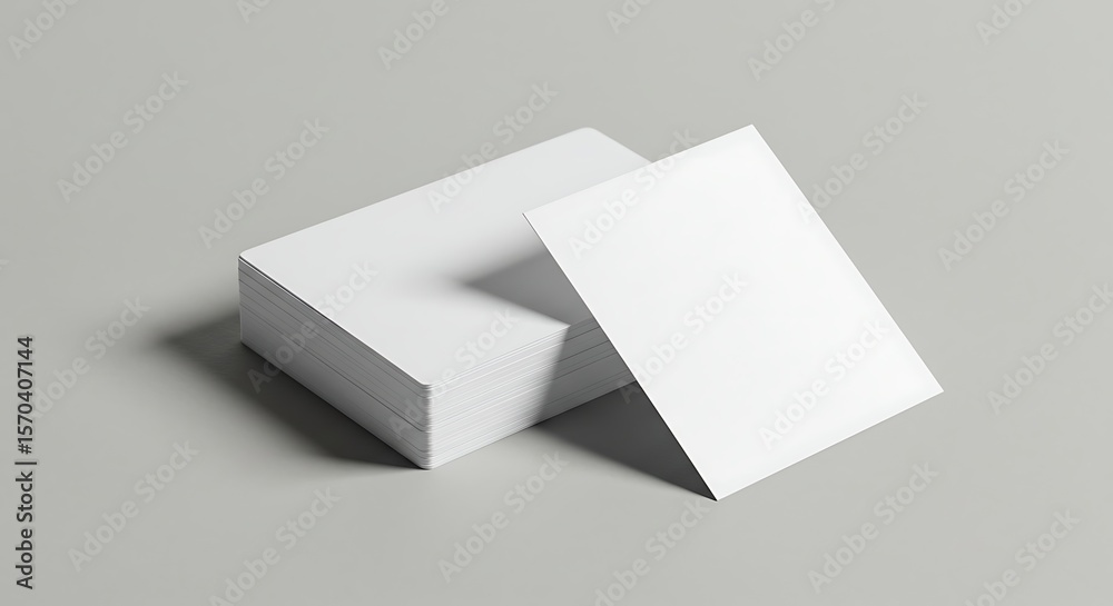 Stack of Blank White Cards with Shadow on a Gray Background Stack of Blank White Cards with Shadow on a Gray Background