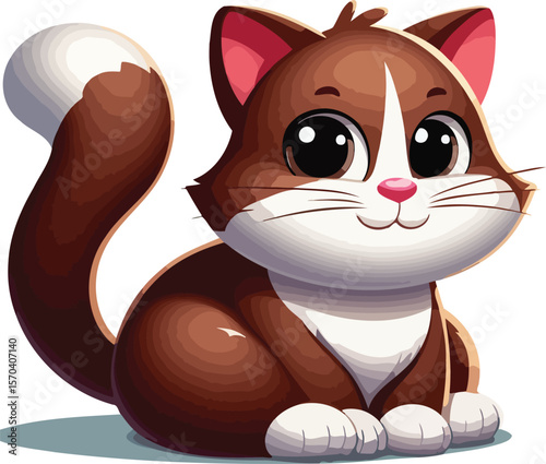 Whimsical tuxedo cat mascot vector illustration