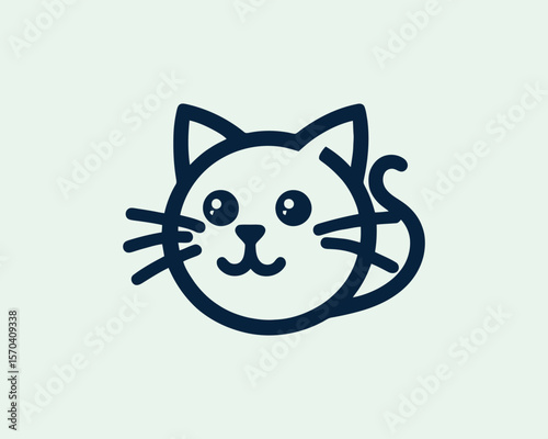 Whimsical kitty vector minimalist pet illustration