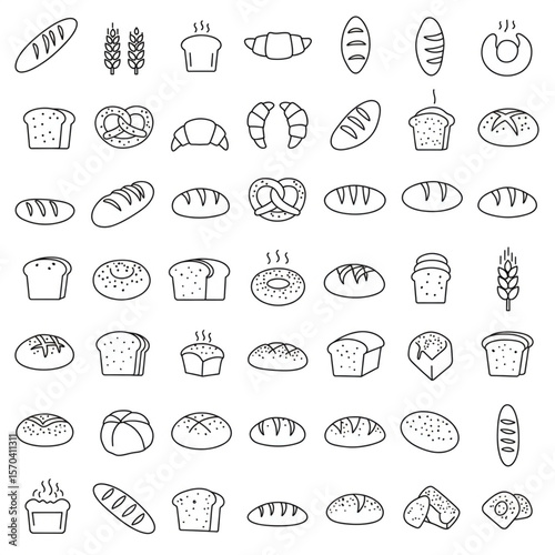 A vintage doodle set of food web icons, perfect for restaurant menu design illustrations