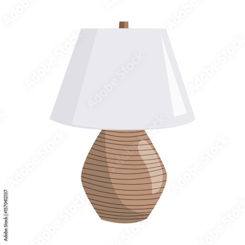 Vector illustration of various modern table lamps with ceramic and wooden bases. Ideal for interior design, lighting concepts, furniture catalogs, or home decor projects.