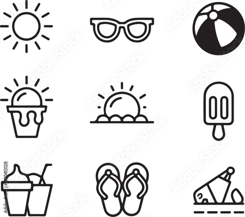 Vacation Icons Line Style – Vector Summer Collection

