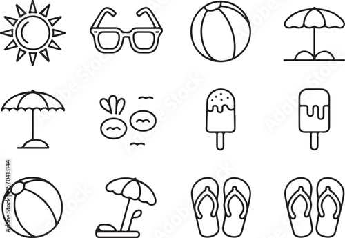 Vacation Icons Line Style – Vector Summer Collection

