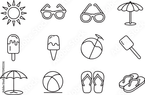 Vacation Icons Line Style – Vector Summer Collection

