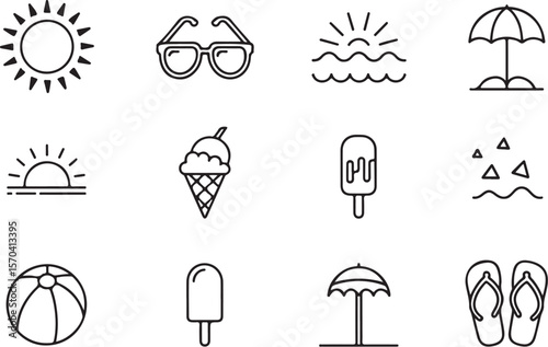 Vacation Icons Line Style – Vector Summer Collection

