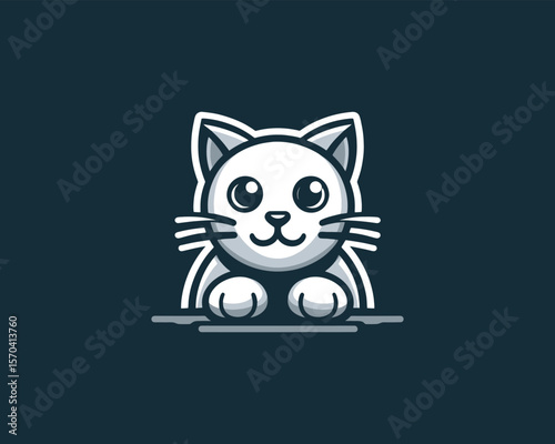 Adorable cartoon cat mascot character vector illustration