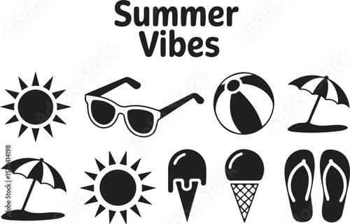 Minimal Summer Outline Icons – Editable Vector Set

