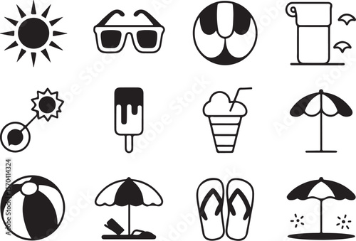 Summer Doodle Icons – Popsicles, Shades, Umbrella

