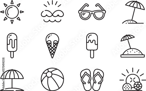 Summer Doodle Icons – Popsicles, Shades, Umbrella

