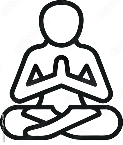 A person meditating in lotus position vector icon on transparent background.