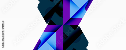 Abstract graphic design featuring letter X. Blue, purple hues create modern, geometric composition. Minimalist style, clean lines present bold visual impact.