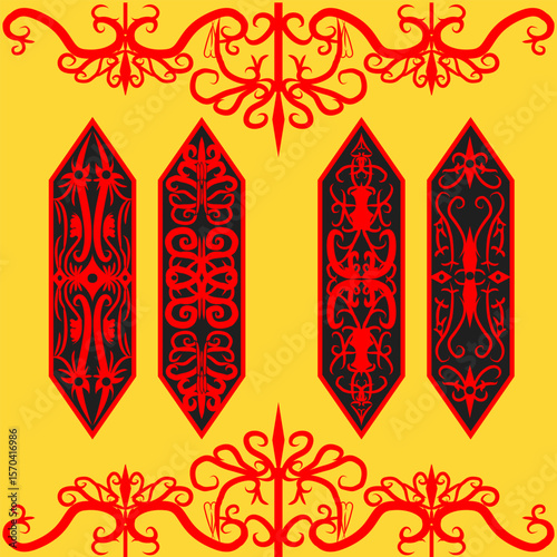 authentic central borneo South Barito shield pattern	