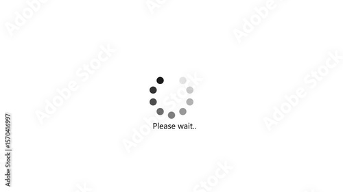 Please wait loading intermission animated. Icon symbol starting soon. Spinning waiting icon on background. Loading circle animation. Seamless Loop